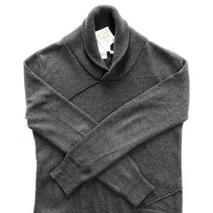 OAK NYC Grey Asymmetrical Shawl Neck Sweater